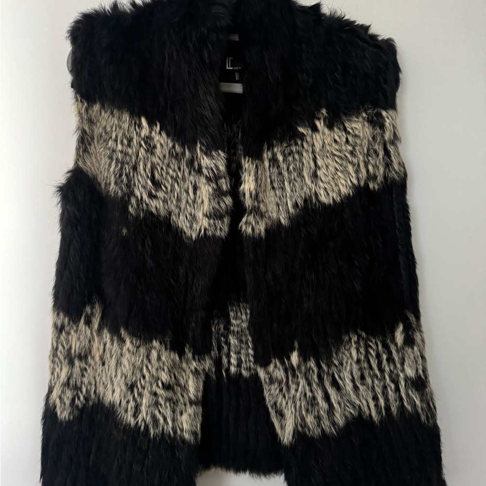 Love Token Black and Cream Chevron Vest